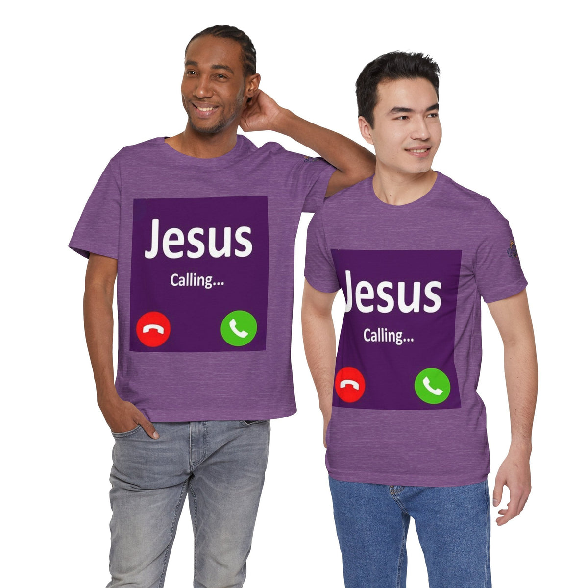 Jesus Calling T-shirt – Funny Cell Phone Screen Christian T-shirt for Divine Connection & Faith Humor Printify