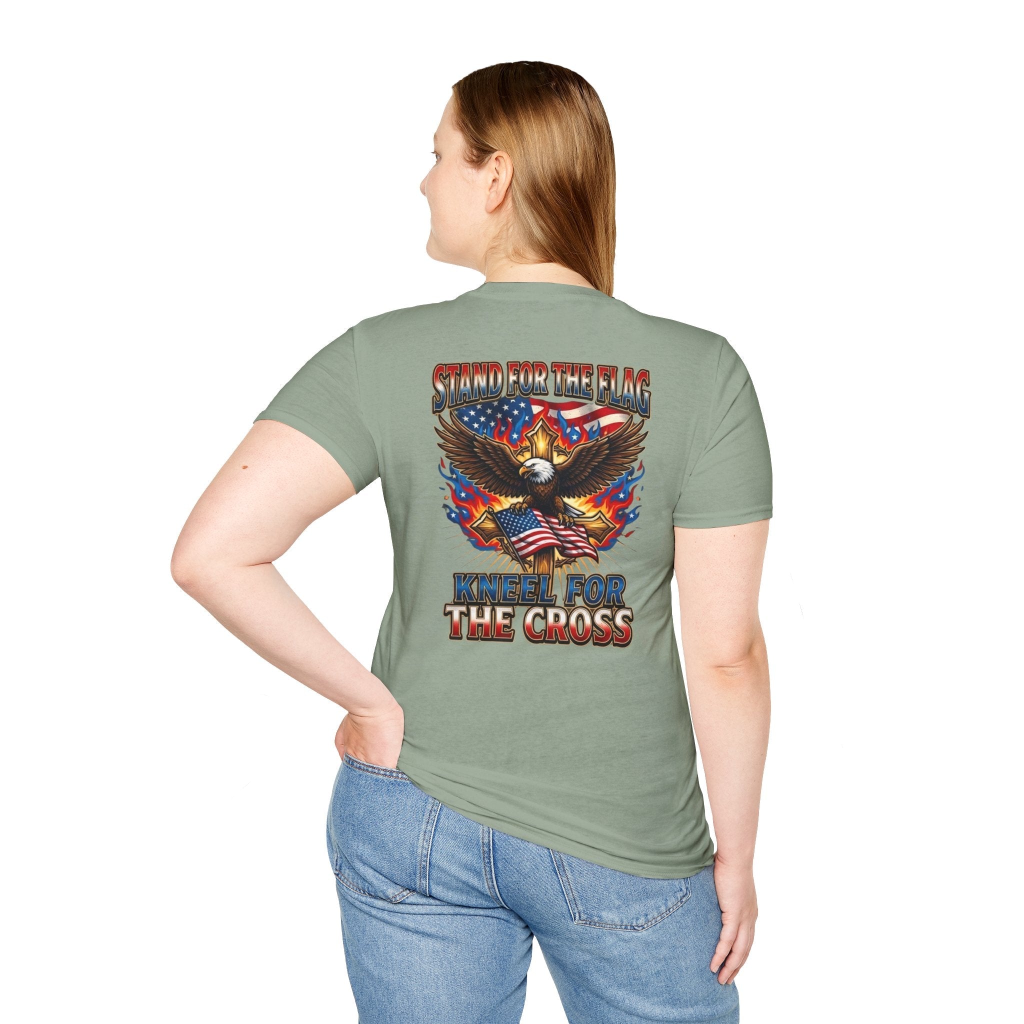 Stand for the Flag Kneel for the Cross T-shirt | Patriotic Eagle T-shirt Printify