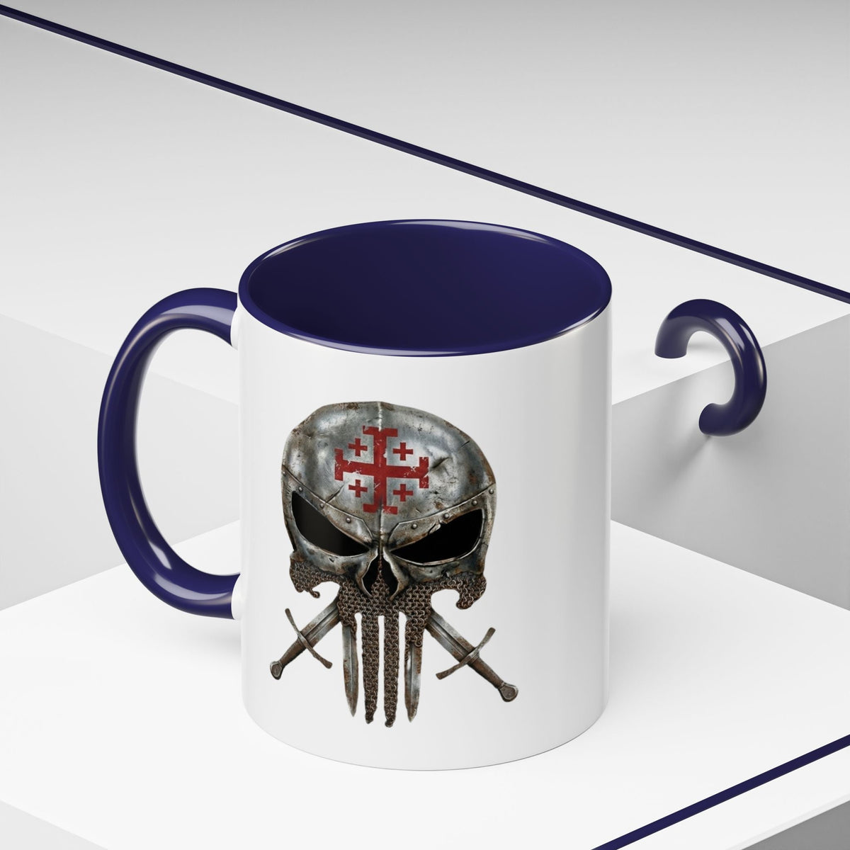 Crusader Knight Coffee Mug — 'Armor of God' Christian Skull 11/15oz Accent Mug Printify