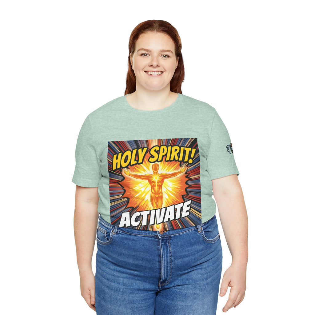 Holy Spirit Activate T-shirt – Superhero Christian T-shirt with Vibrant Power-Up Design for Faith-Fueled Boldness Printify