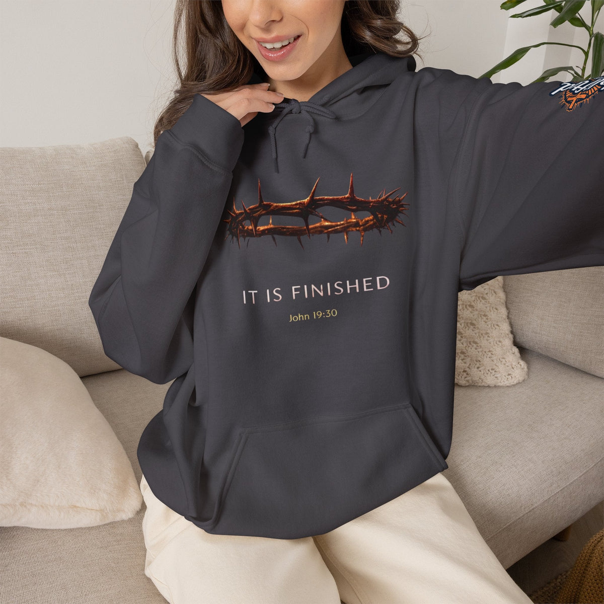 It Is Finished Crown of Thorns Hoodie — Christian John 19:30 Faith Hoodie Printify