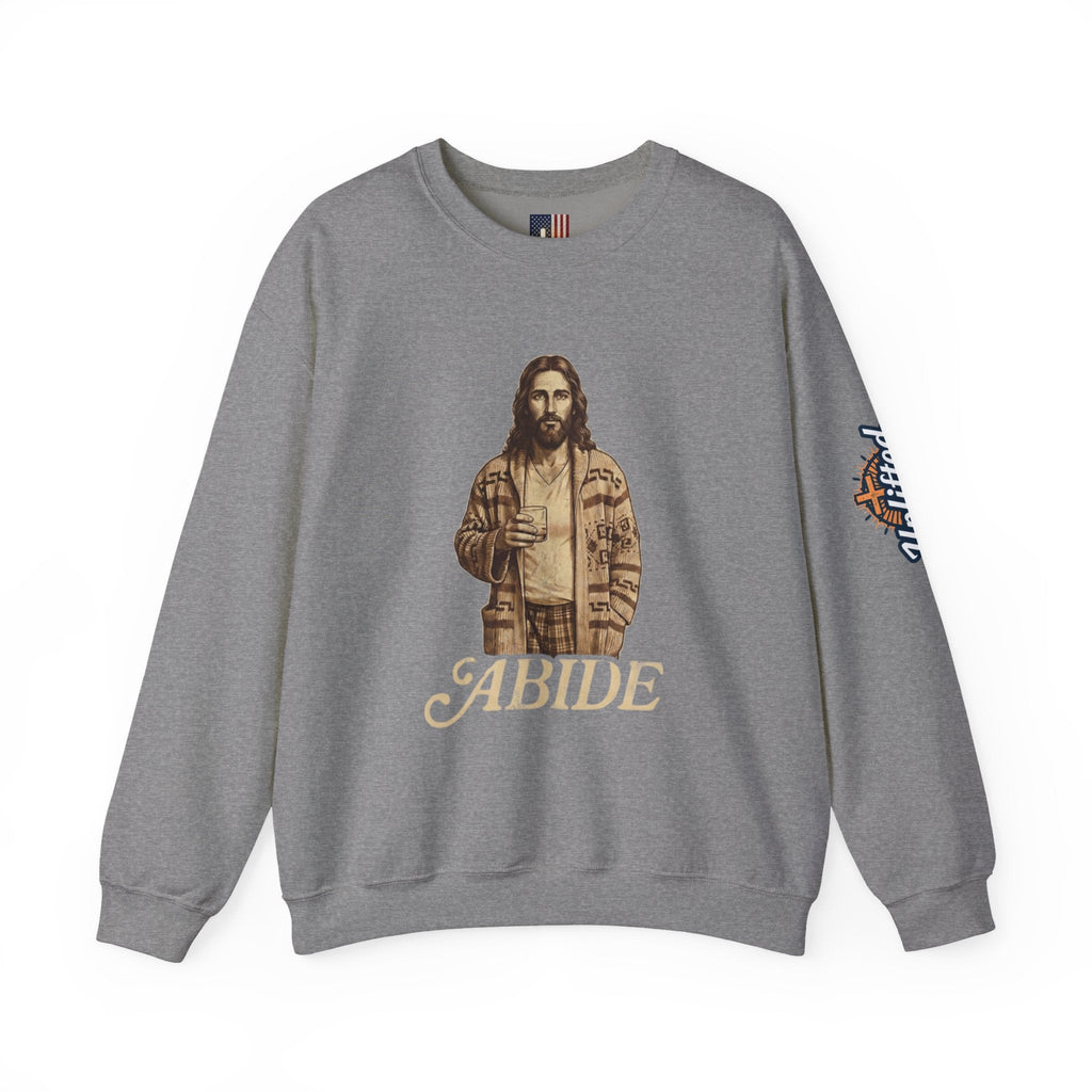 Abide Jesus Sweatshirt — Vintage 'The Dude' Religious Graphic Sweatshirt Printify