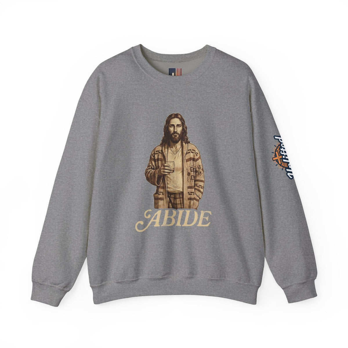Abide Jesus Sweatshirt — Vintage 'The Dude' Religious Graphic Sweatshirt Printify