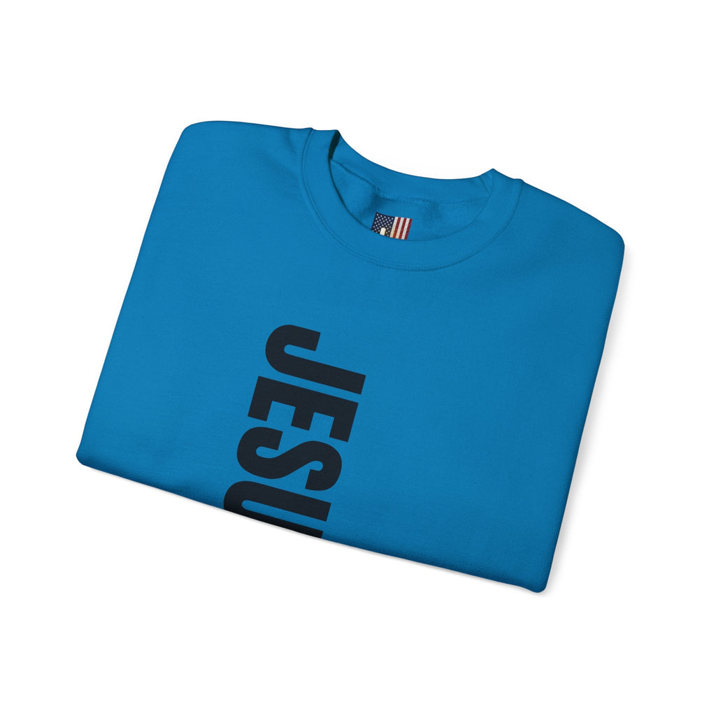 Jesus Is King Sweatshirt | Modern Typographic Cross Christian Sweatshirt Printify