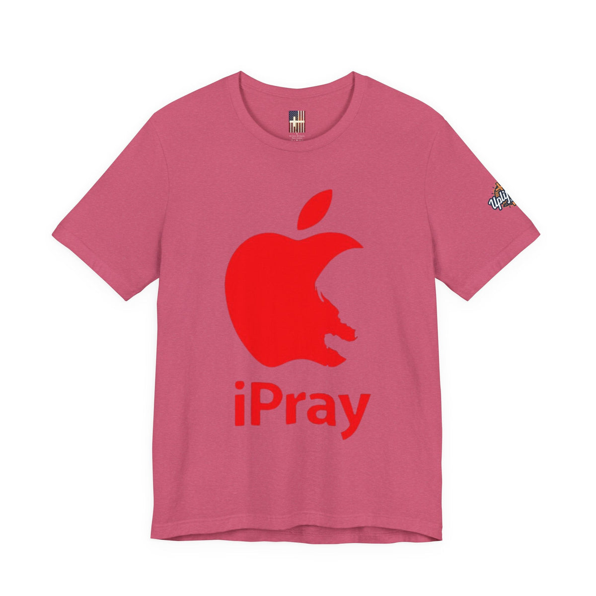 iPray Red Apple Christian T-Shirt — Faith Graphic Tee Printify