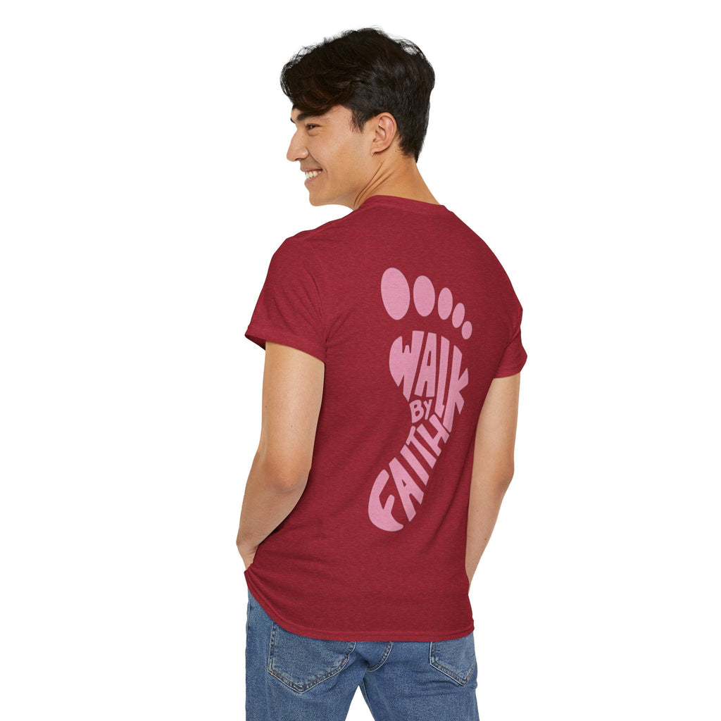 Walk By Faith Footprint T-Shirt Printify