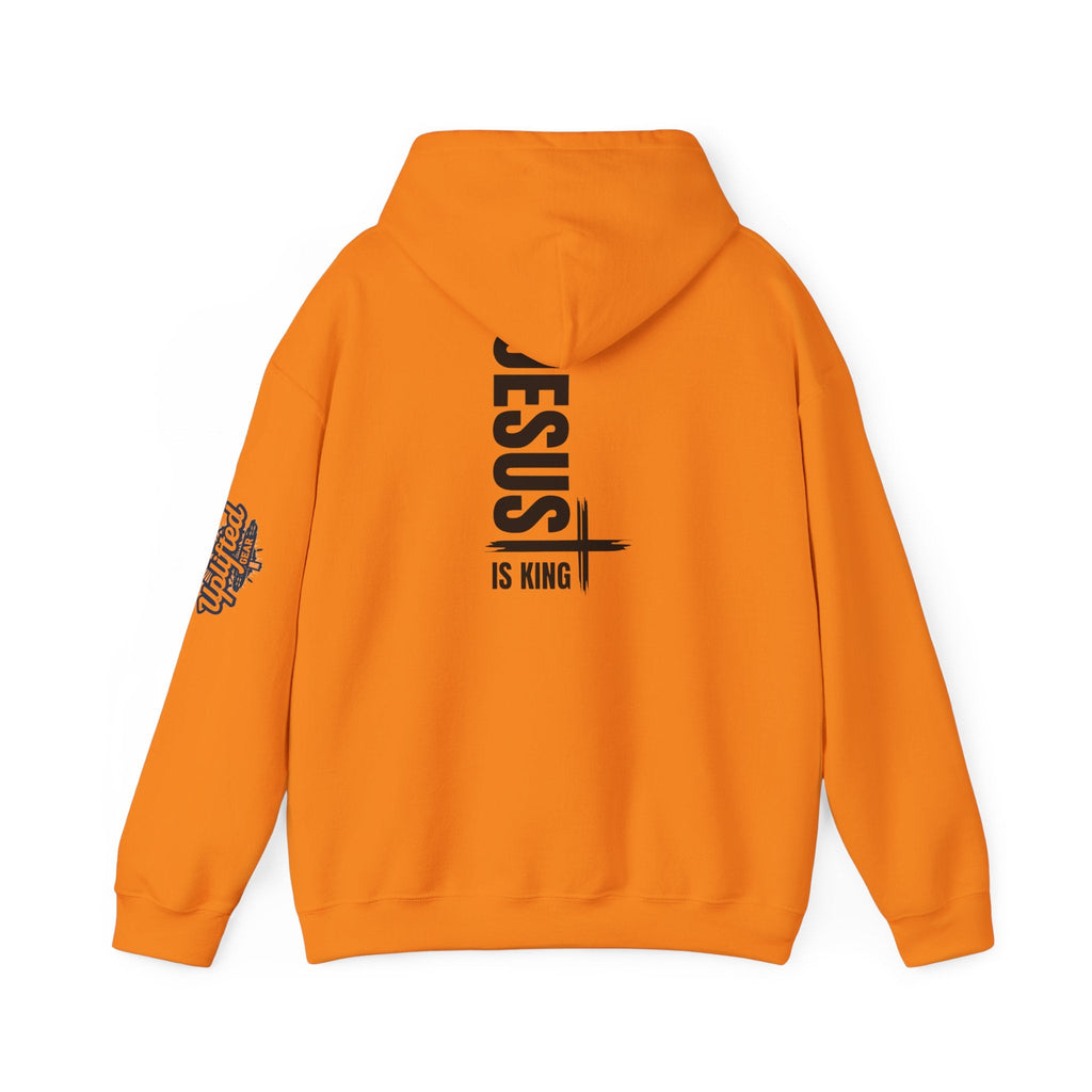 Jesus Is King Hoodie | Modern Typographic Cross Christian Hoodie Printify