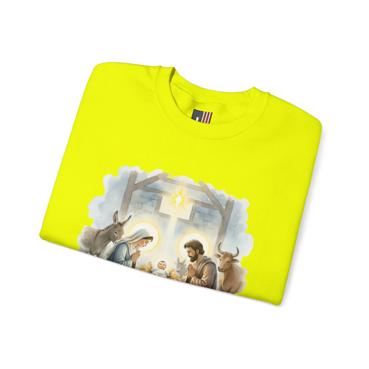 Unto Us a Child is Born Sweatshirt – Isaiah 9:6 Nativity Manger Scene Christian Christmas Sweatshirt for Holy Night Faith Printify