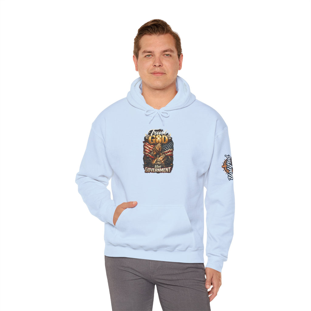 Trust God Not Government Hoodie — Vintage Patriotic Christian Hoodie Printify