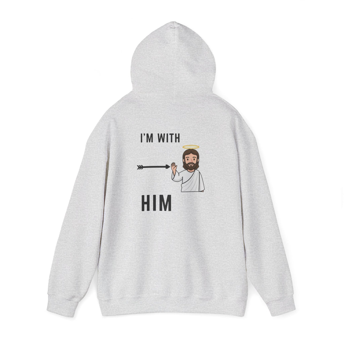 🔥 I’m With Him → Christian Hoodie | Arrow Pointing to Jesus | Minimalist Faith Tee | Subtle Cross Design | Bible-Inspired Apparel by Uplifted Gear Printify
