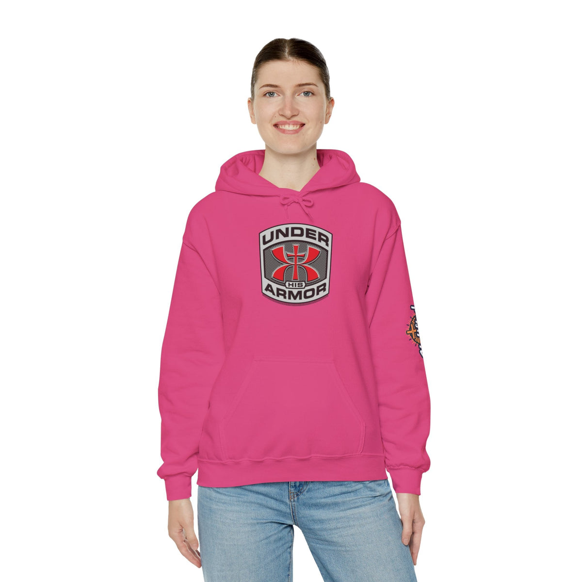 Under Armor Logo Hoodie — Black Athletic Pullover Printify