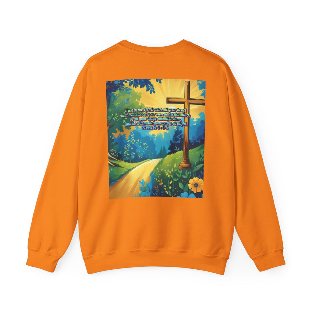 Trust in The Lord Proverbs 3:5-6 Biblical Design Crewneck Sweatshirt Printify