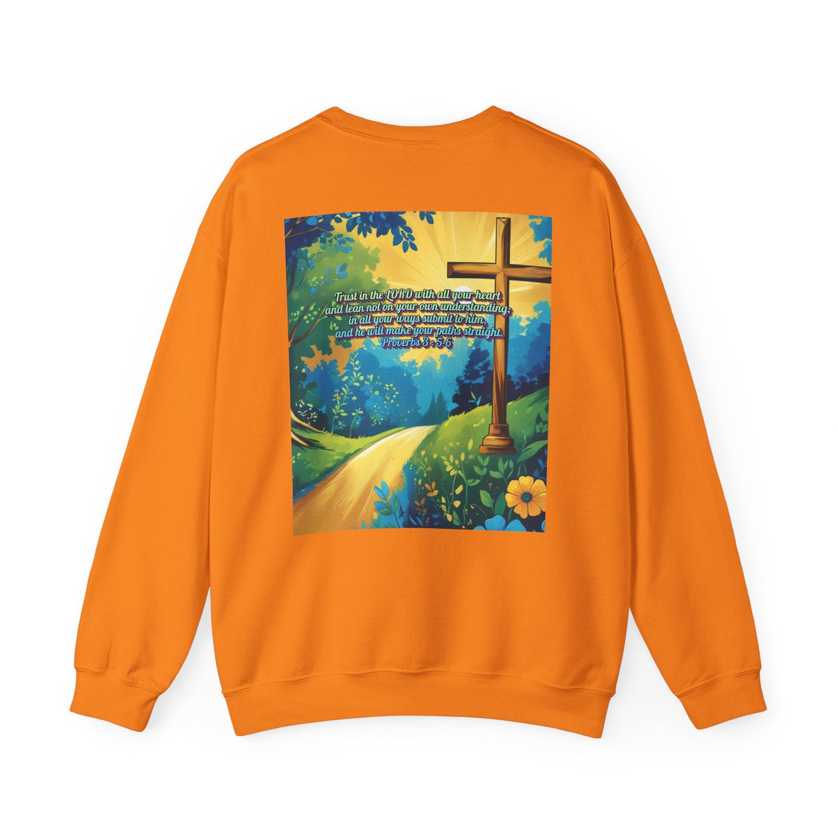 Trust in The Lord Proverbs 3:5-6 Biblical Design Crewneck Sweatshirt Printify