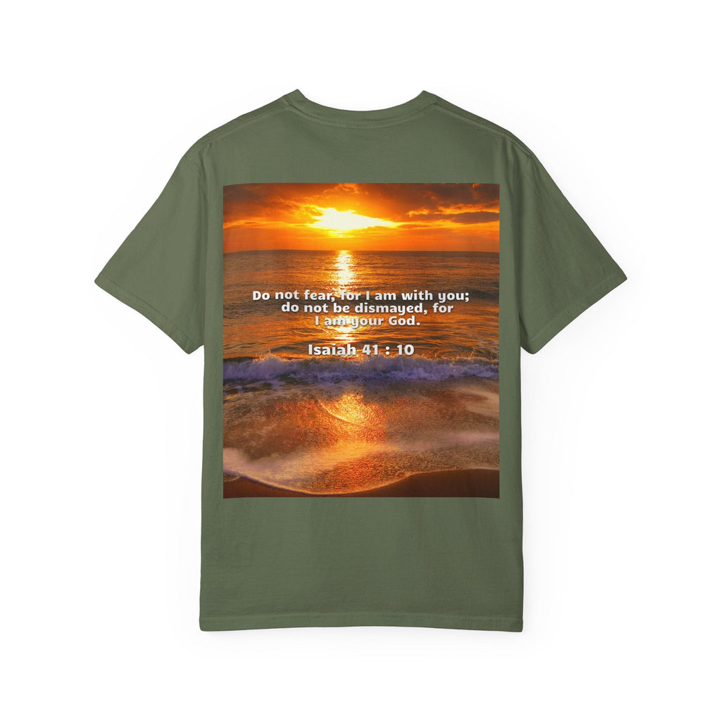 Bible Verse Unisex Garment-Dyed T-shirt - Isaiah 41 : 10 Printify