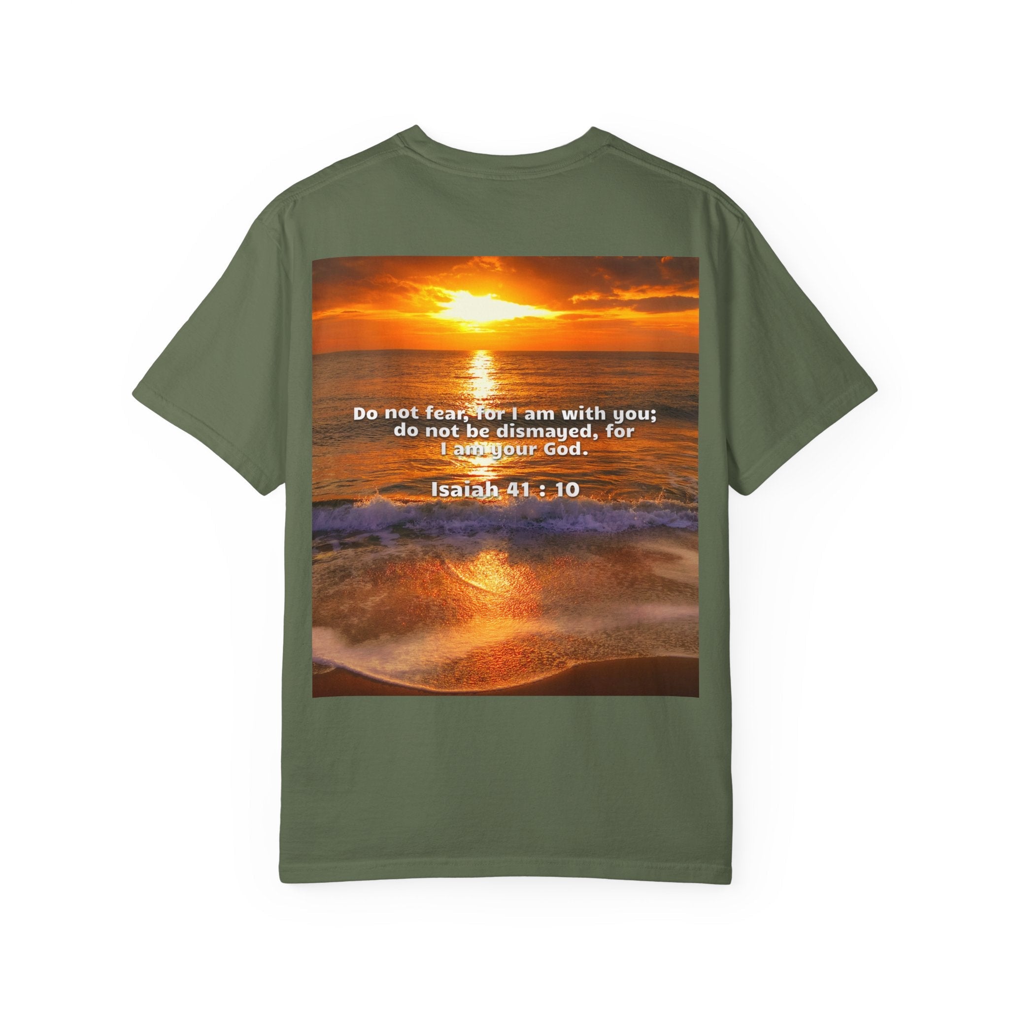 Bible Verse Unisex Garment-Dyed T-shirt - Isaiah 41 : 10 Printify