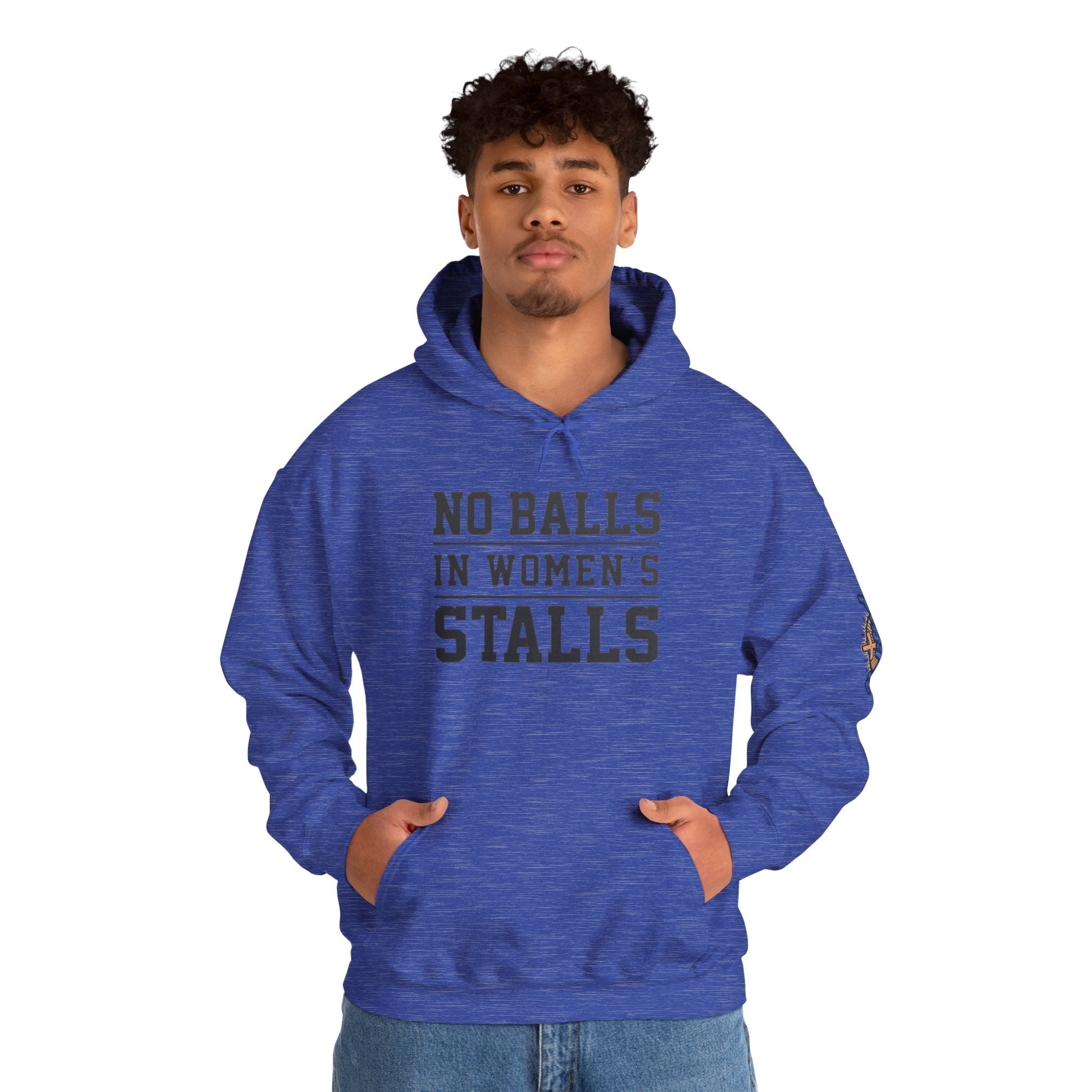 "No Balls in Women's Stalls" Statement Hoodie — Protest Sweatshirt Printify
