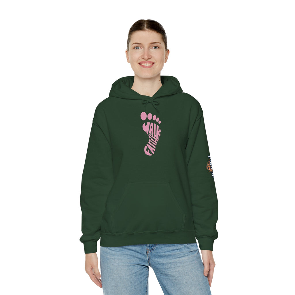 Walk By Faith Footprint Hoodie Printify