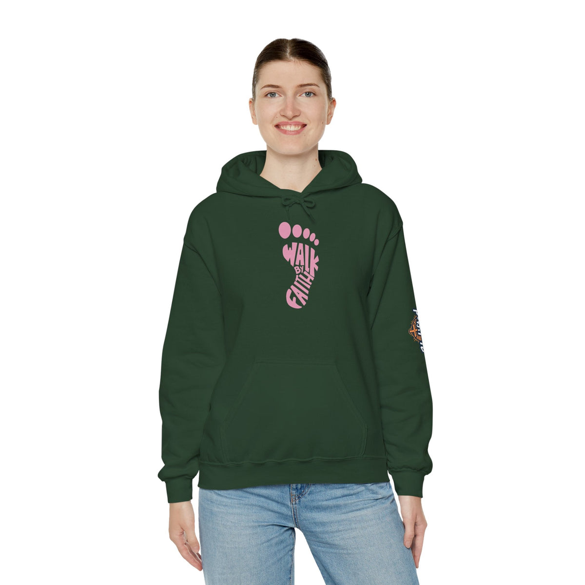 Walk By Faith Footprint Hoodie Printify