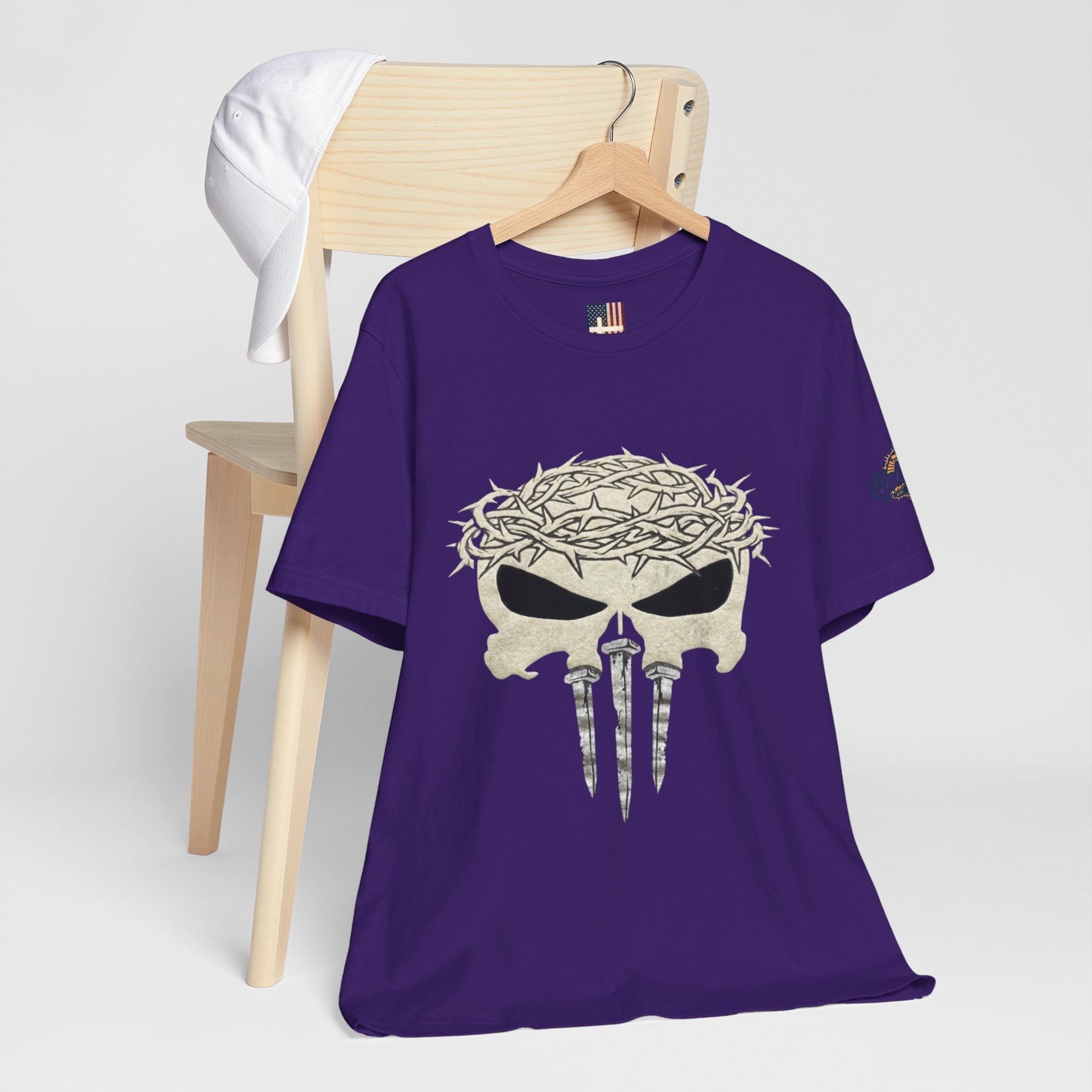Christian Skull T-shirt - Crown of Thorns & Nails - Warrior Faith T-shirt Printify