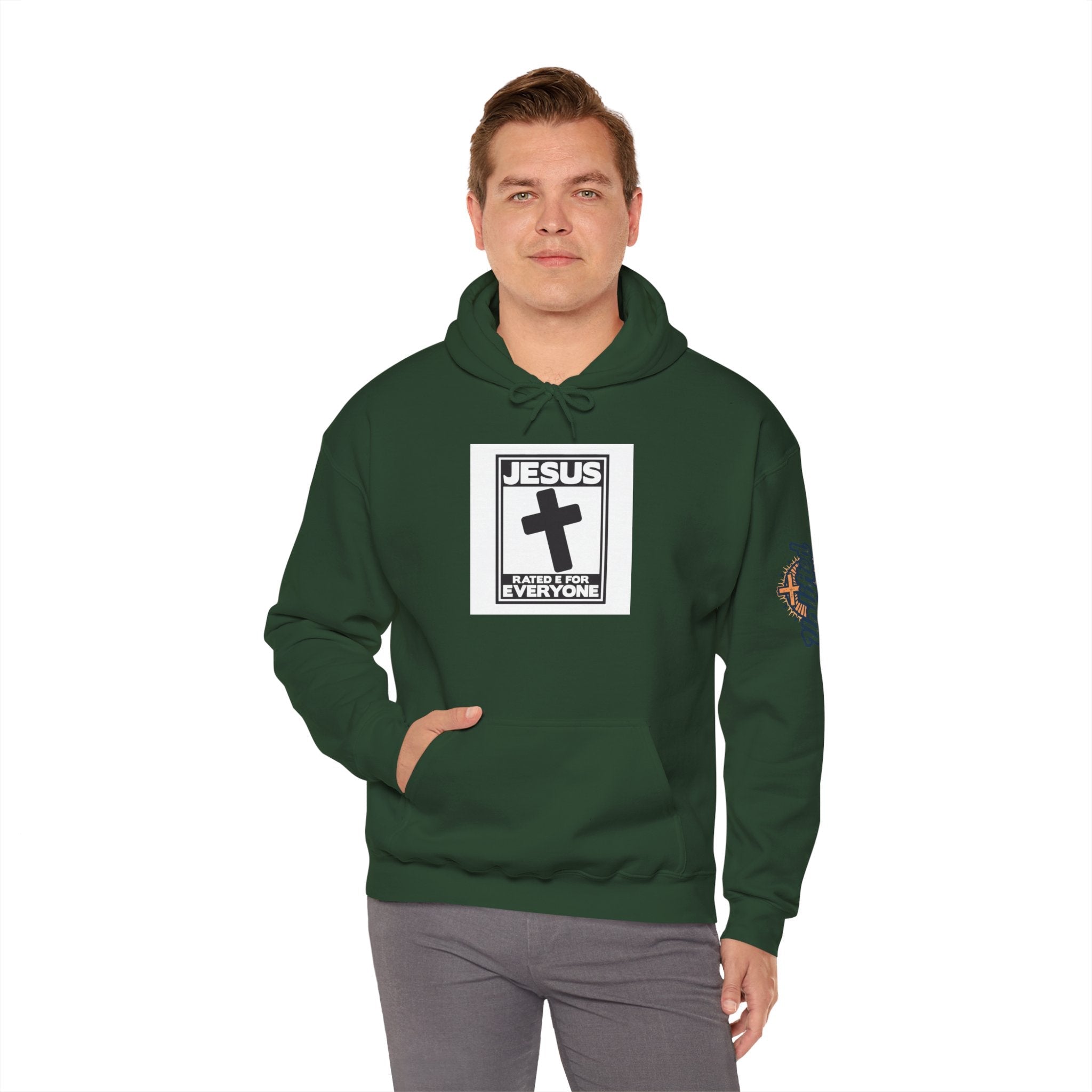 Jesus, Rated E for Everyone Hoodie - Gamer Faith Hoodie - Christian Video Game Parody Printify