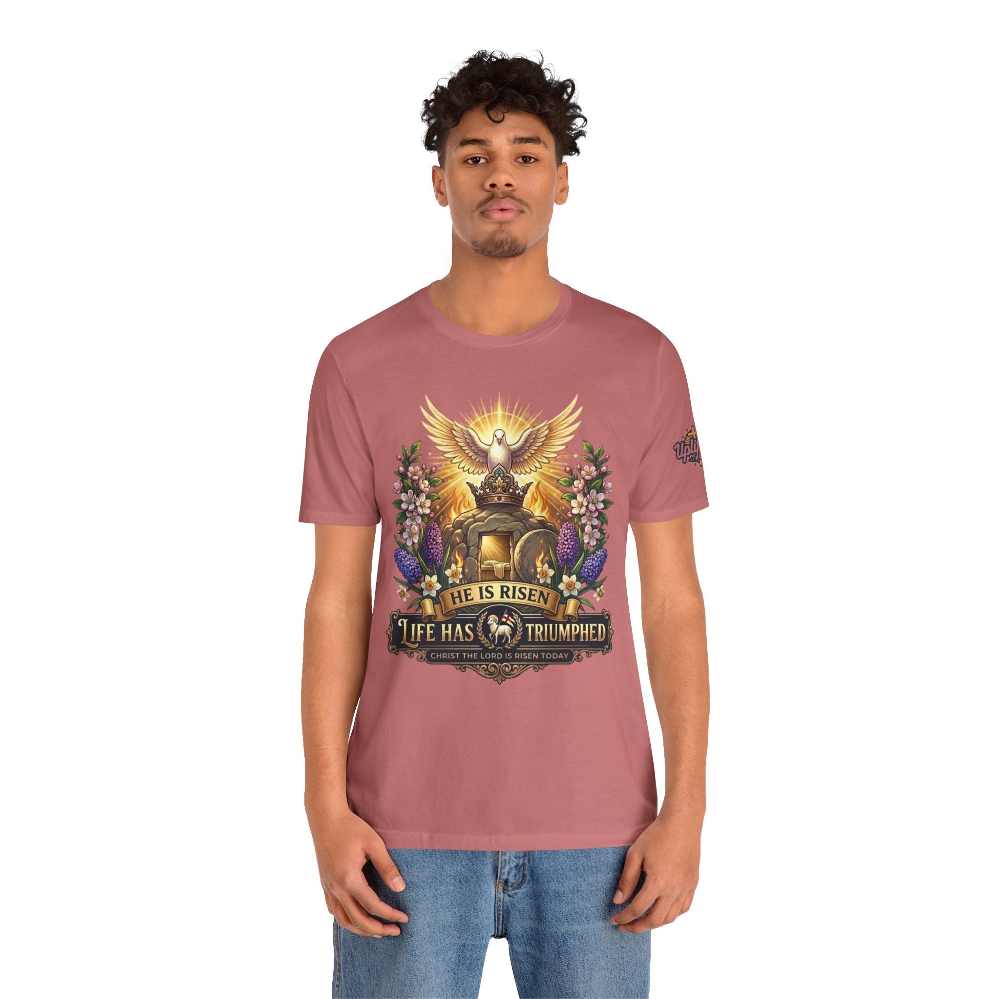 He Is Risen "Life Has Triumphed" T-Shirt — Easter Resurrection Christian Tee Printify