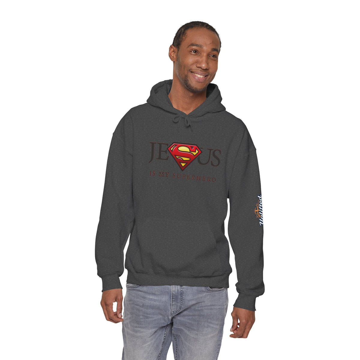 Jesus Is My Superhero Hoodie — Christian Faith Graphic Pullover Printify