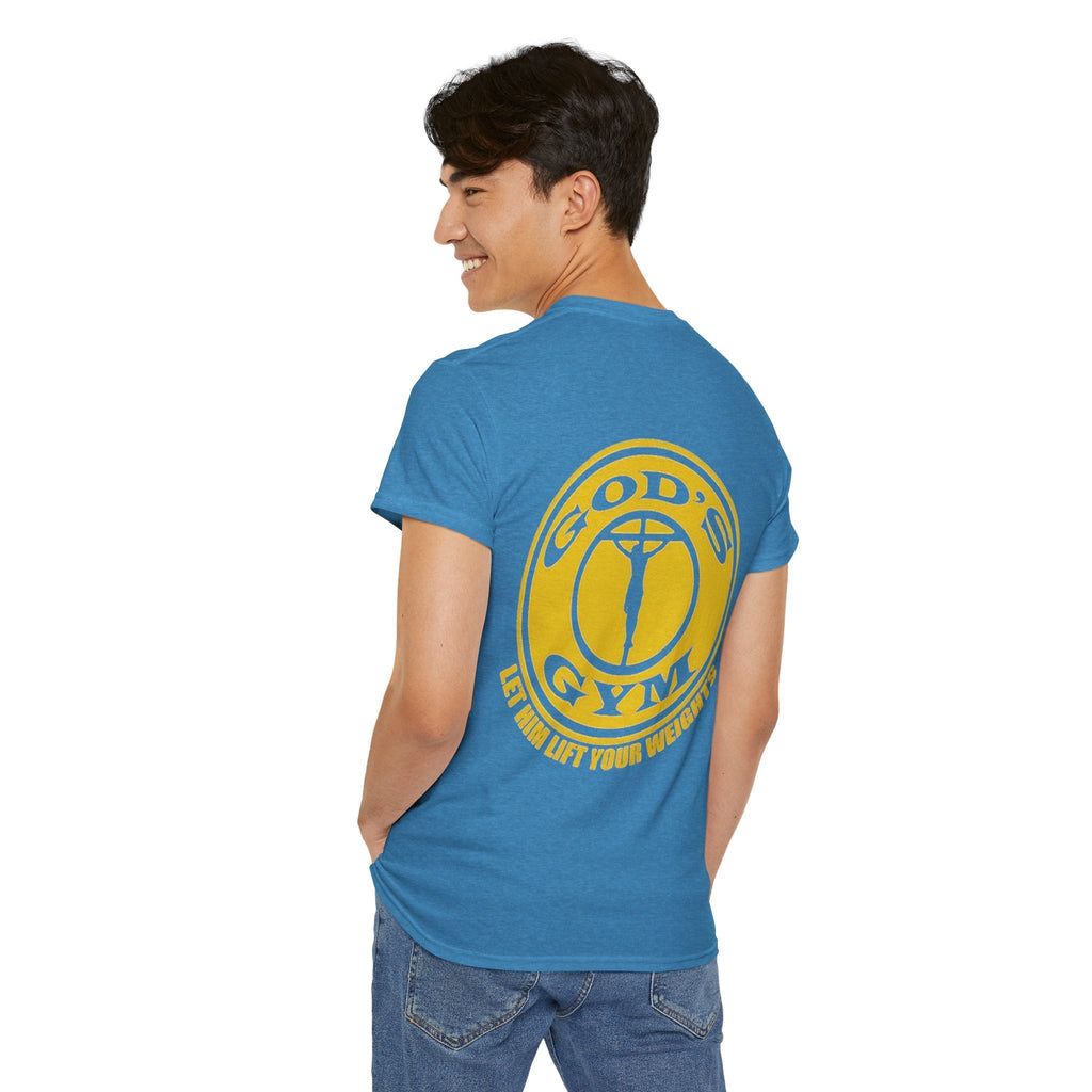 God's Gym T-Shirt — "Let Him Lift Your Weights" Christian Fitness Tee Printify