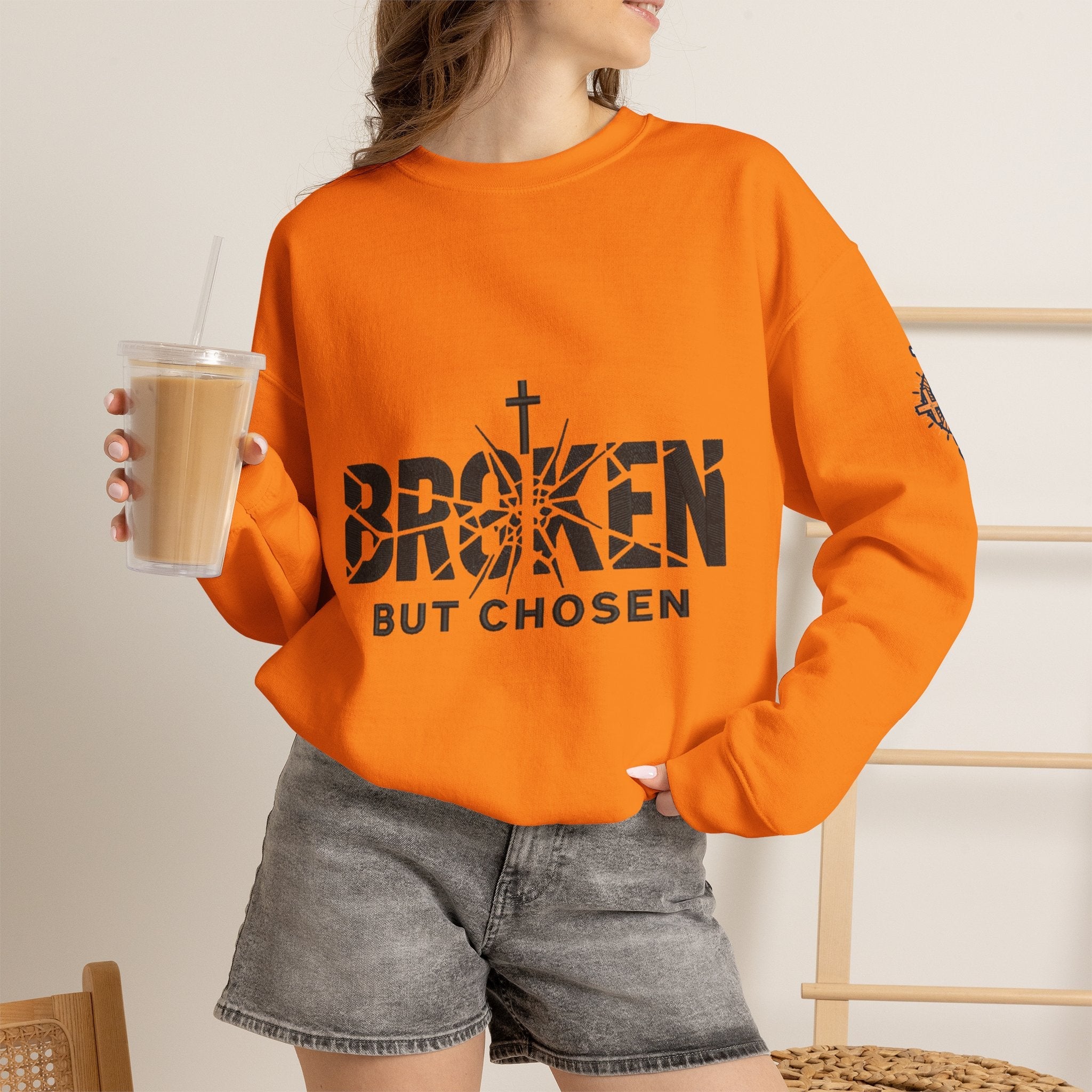 Broken But Chosen Crewneck Sweatshirt Printify