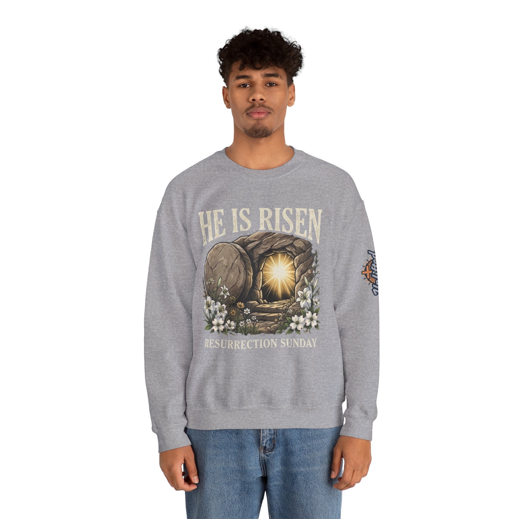 He Is Risen Sweatshirt — Jesus Christ Resurrection Easter Sweatshirt Printify