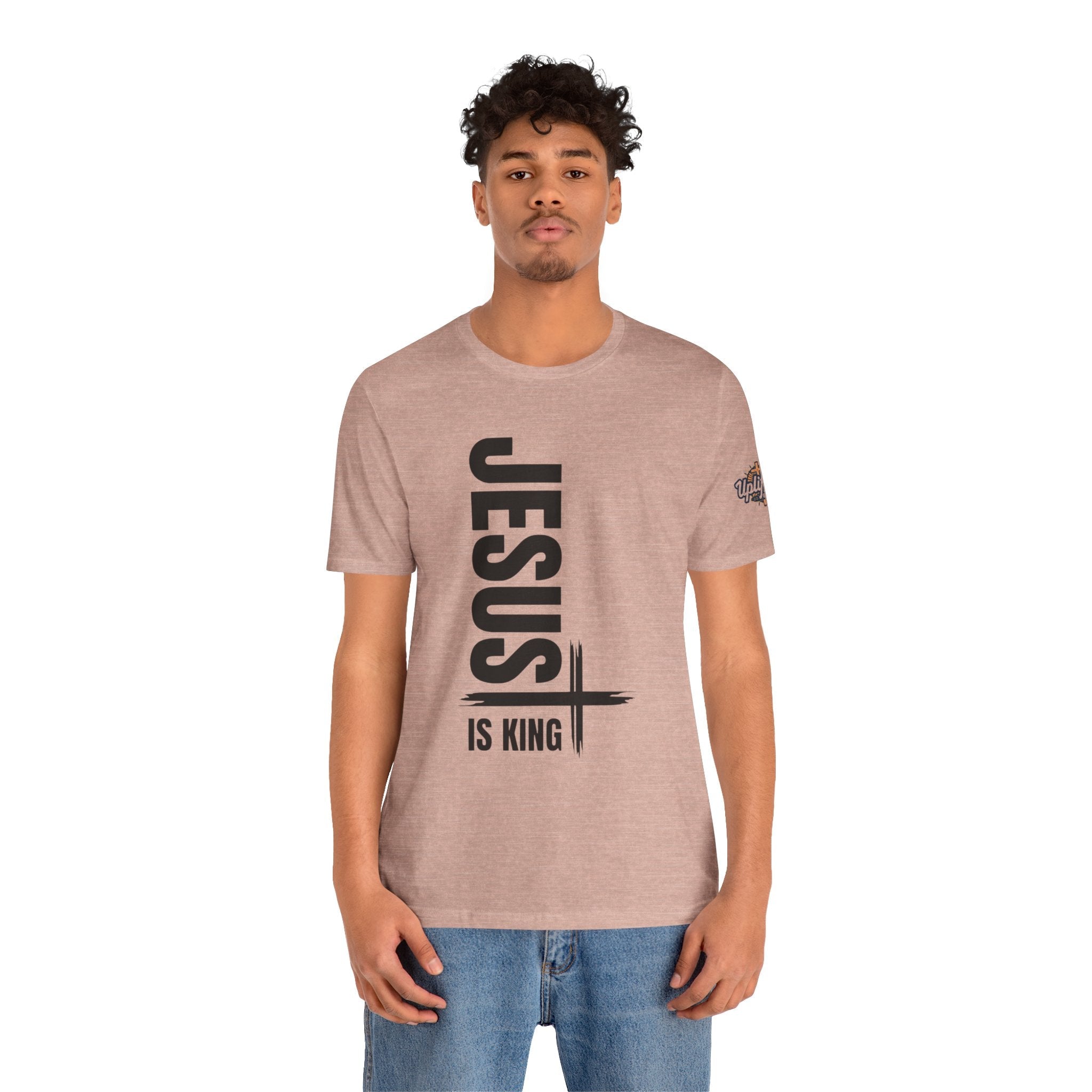 Jesus Is King T-shirt | Modern Typographic Cross Christian T-shirt Printify