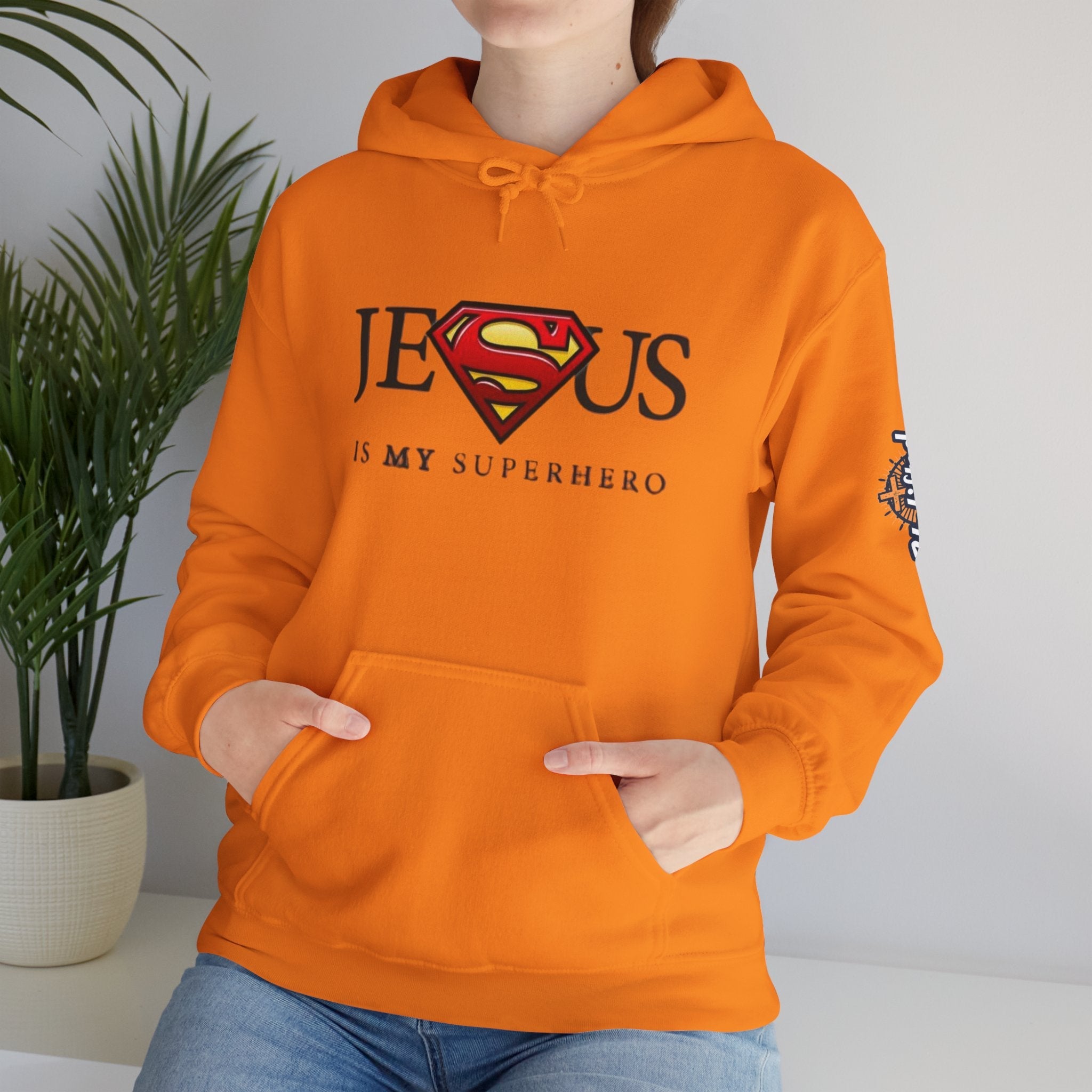 Jesus Is My Superhero Hoodie — Christian Faith Graphic Pullover Printify