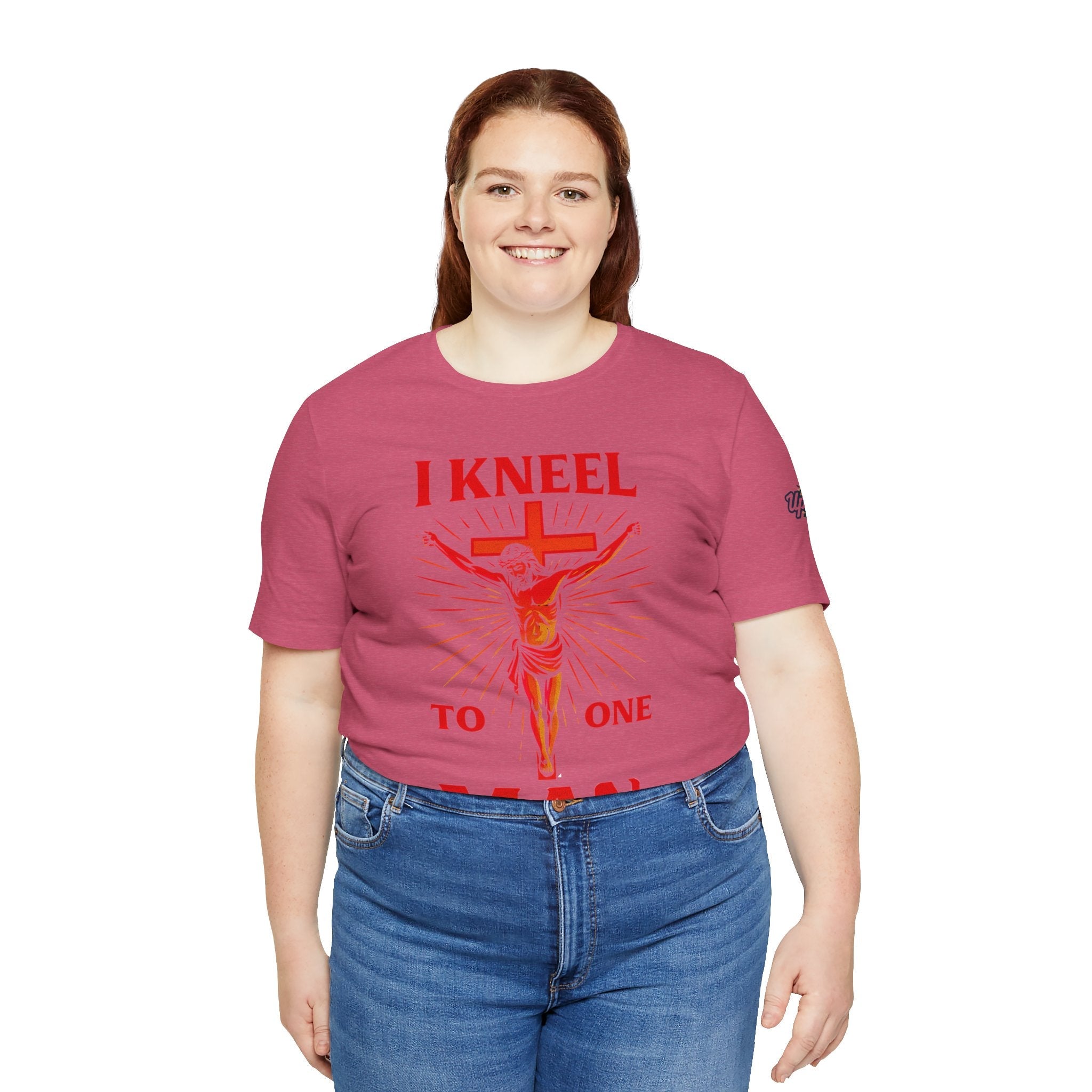 I Kneel to One Man T-shirt – Crucifixion Christian T-shirt for Unashamed Devotion & Bold Faith Printify