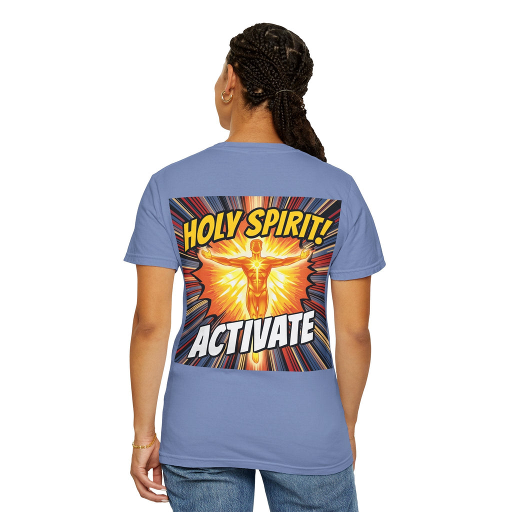Holy Spirit Activate T-shirt – Superhero Christian T-shirt with Vibrant Power-Up Design for Faith-Fueled Boldness Printify