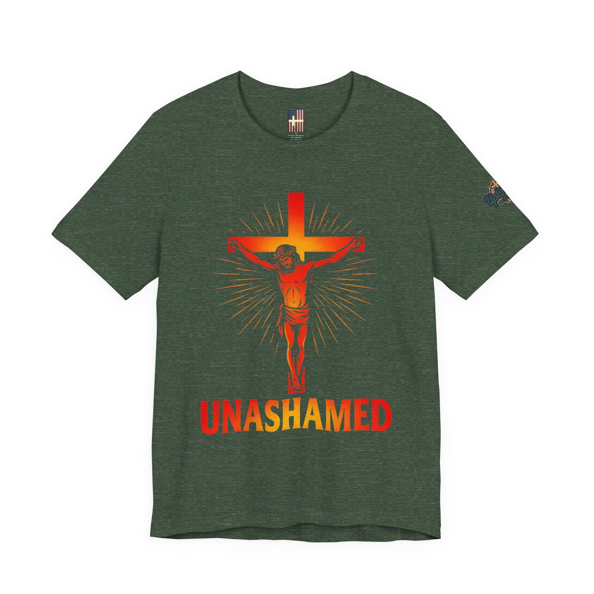 Unashamed T-shirt – Romans 1:16 Crucifixion Christian t-shirt for Bold Unwavering Faith Printify