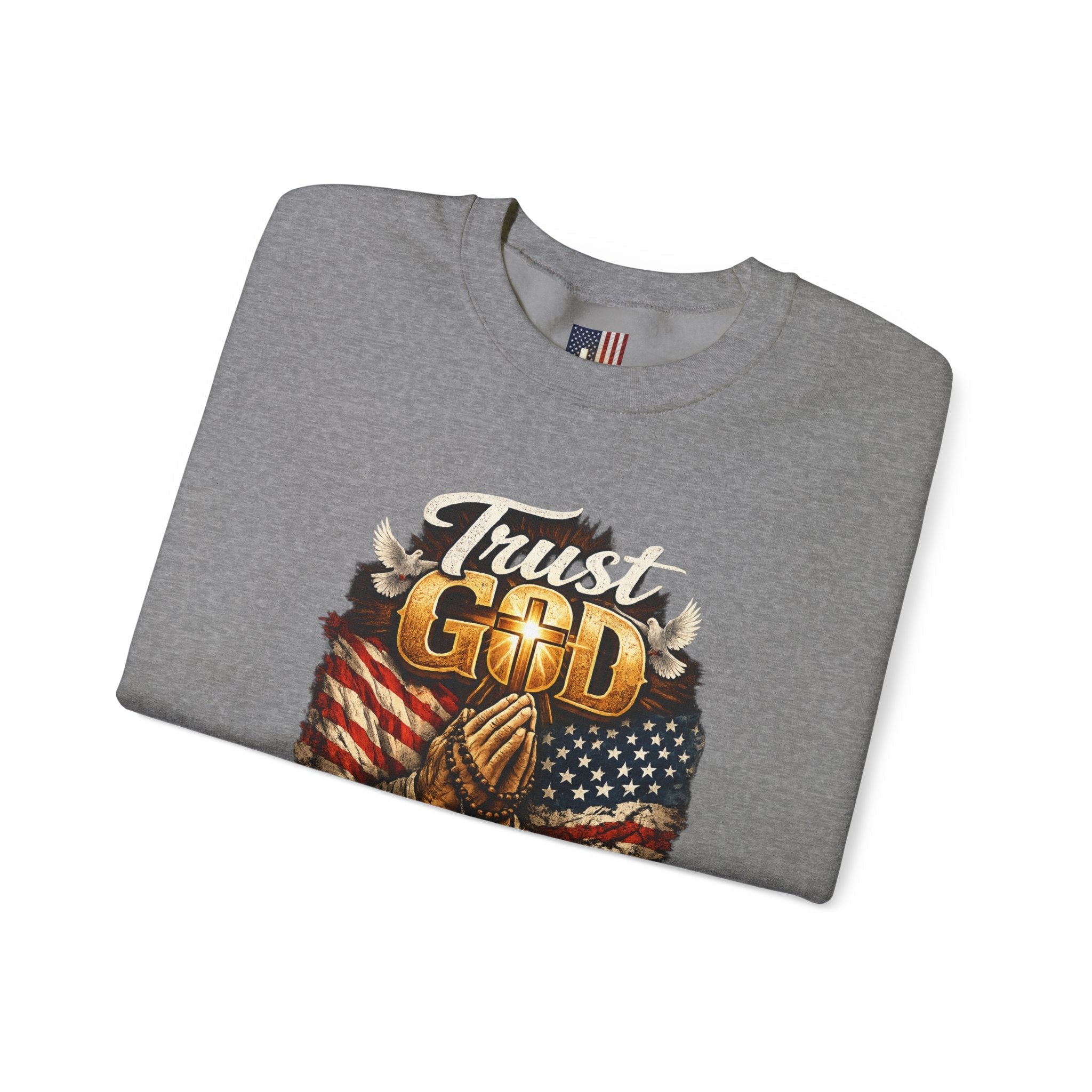 Trust God Not Government Sweatshirt — Vintage Patriotic Christian Sweatshirt Printify