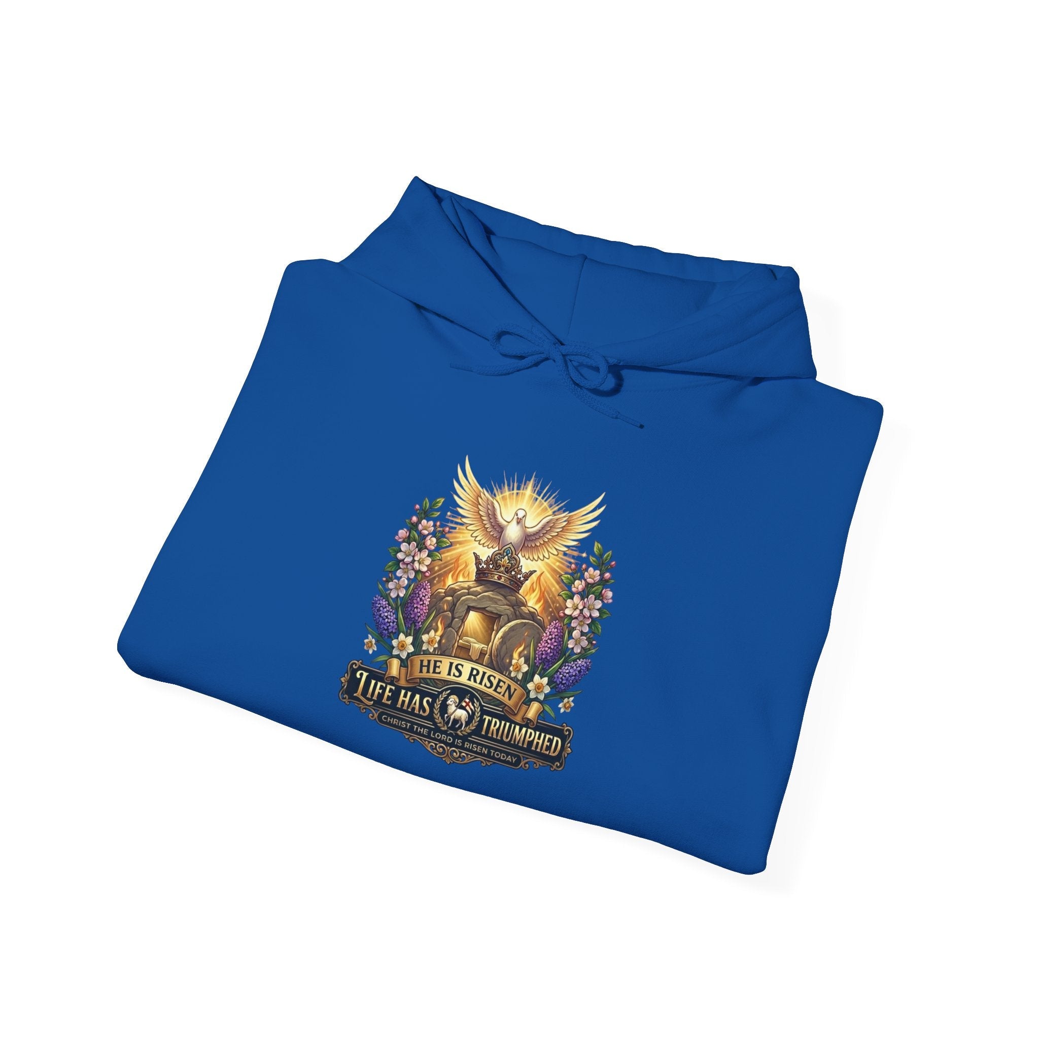He Is Risen "Life Has Triumphed" Hoodie — Easter Resurrection Christian Hoodie Printify