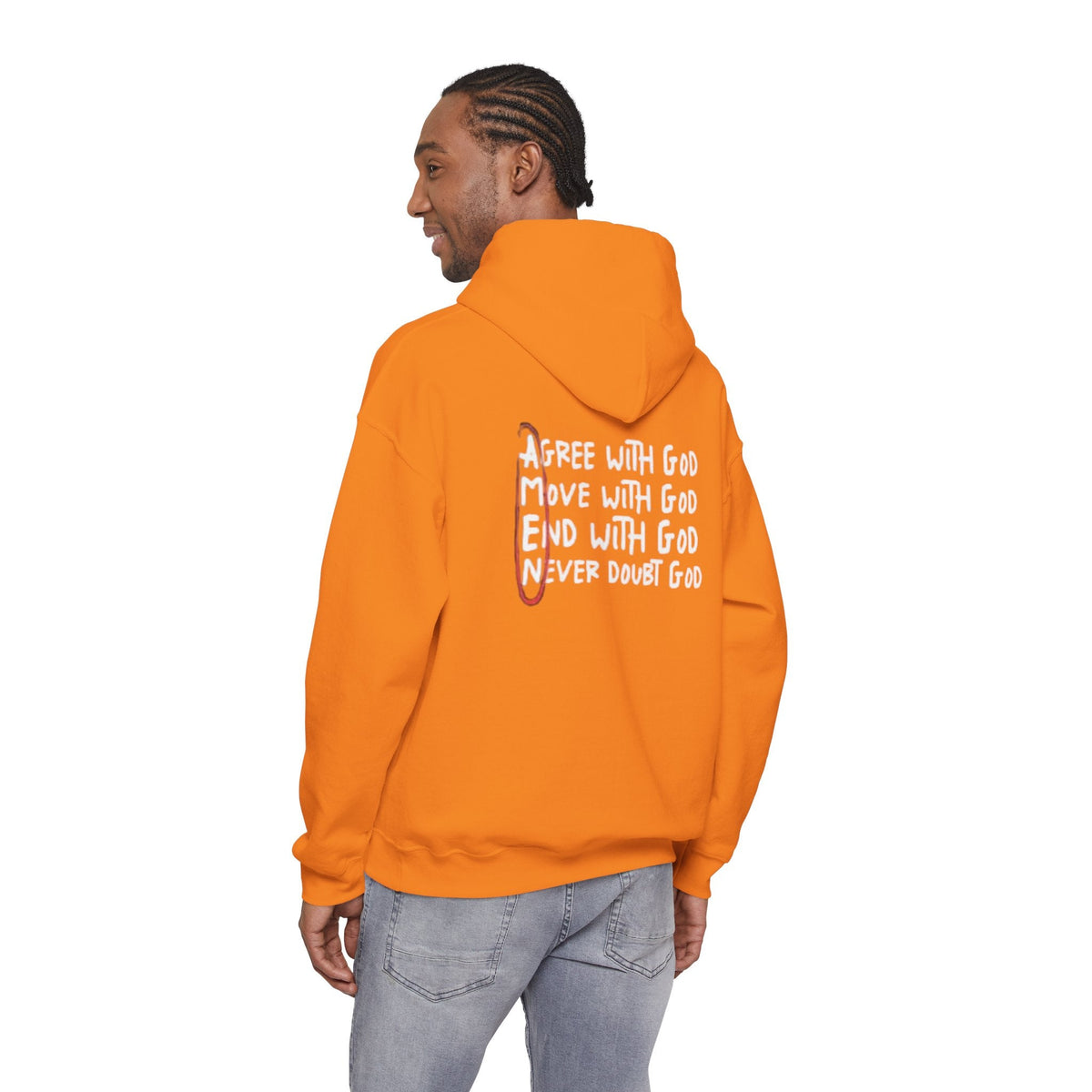 AMEN Acronym Hoodie – Agree with God Move with God End with God Never Doubt God Christian Sweatshirt for Unwavering Faith Printify