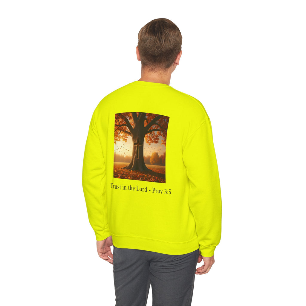 Trust in the Lord Sweatshirt – Autumn Tree Proverbs 3:5 Christian Sweatshirt for Cozy Faith Printify