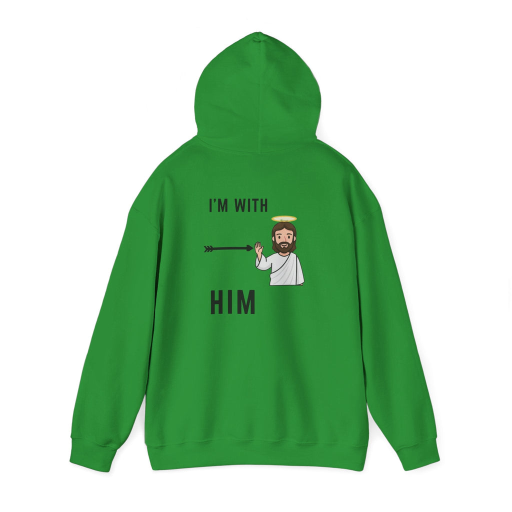 🔥 I’m With Him → Christian Hoodie | Arrow Pointing to Jesus | Minimalist Faith Tee | Subtle Cross Design | Bible-Inspired Apparel by Uplifted Gear Printify