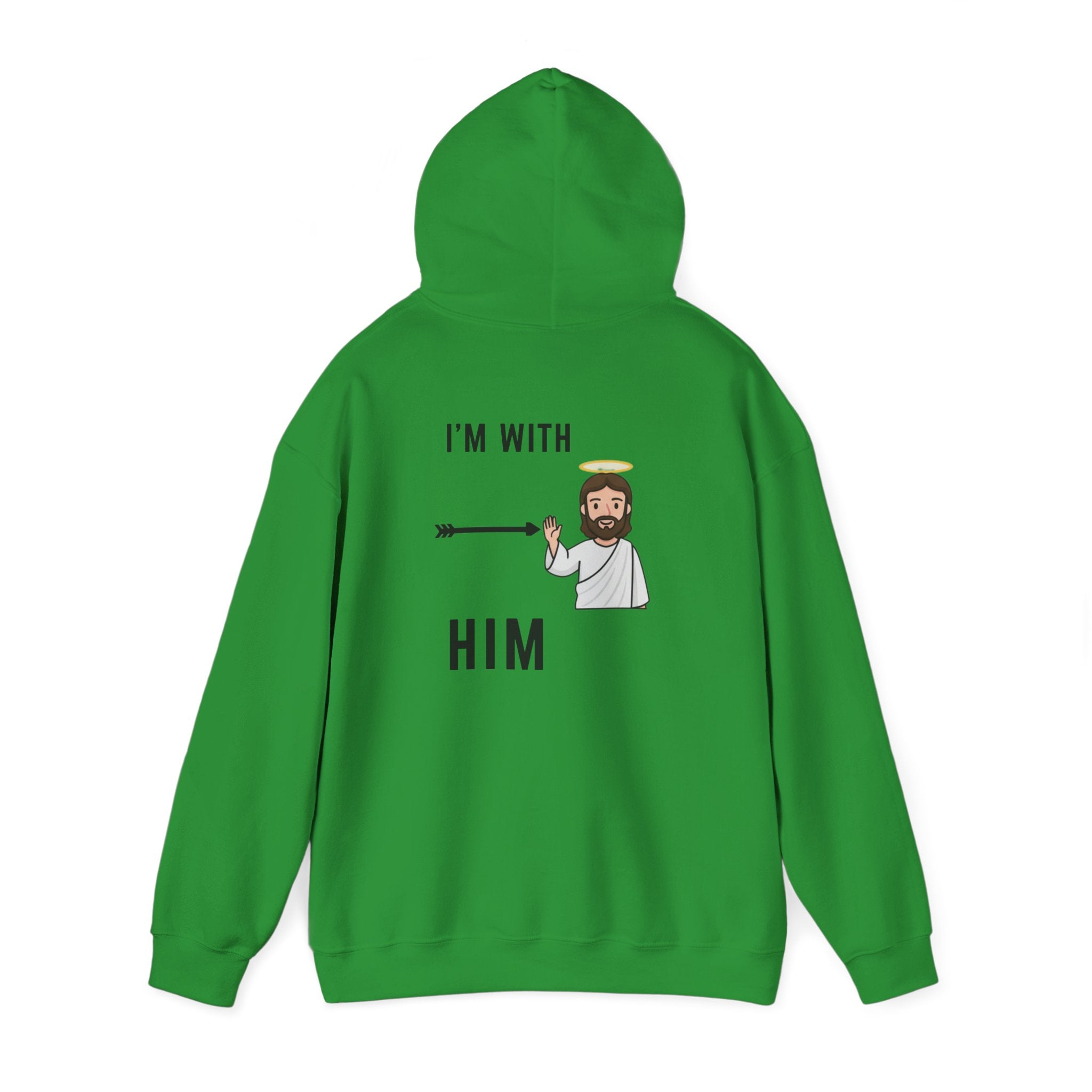 🔥 I’m With Him → Christian Hoodie | Arrow Pointing to Jesus | Minimalist Faith Tee | Subtle Cross Design | Bible-Inspired Apparel by Uplifted Gear Printify