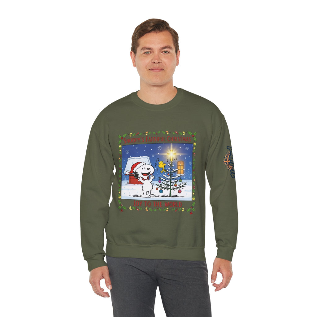 🎄 Faithful Christmas Friends – Christian Holiday Sweatshirt | Festive Tree & Cartoon Duo | Heartwarming Christmas Tee by Uplifted Gear Printify