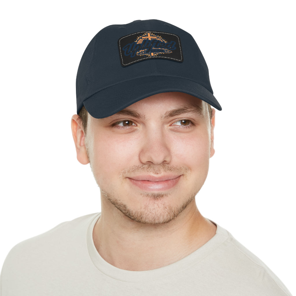 Uplifted Gear Leather Patch Dad Hat — Vintage Aviation Logo Cap Printify