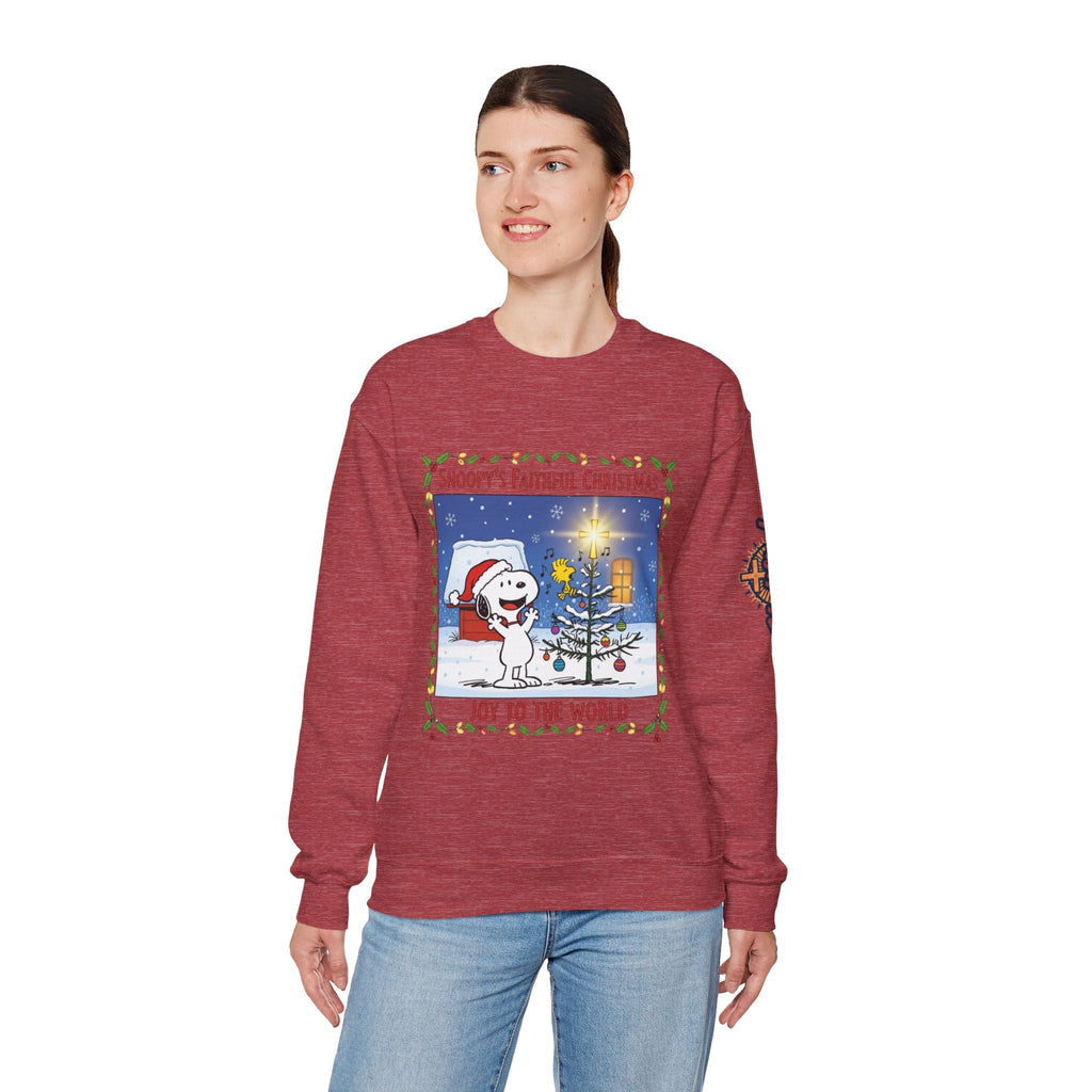 🎄 Faithful Christmas Friends – Christian Holiday Sweatshirt | Festive Tree & Cartoon Duo | Heartwarming Christmas Tee by Uplifted Gear Printify