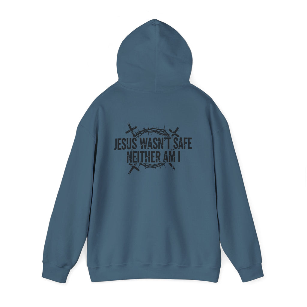 ⚡ Jesus Wasn’t Safe – Neither Am I | Bold Christian Hoodie | Storm-Walking Faith Tee | Minimalist Black & White Design | Uplifted Gear Printify