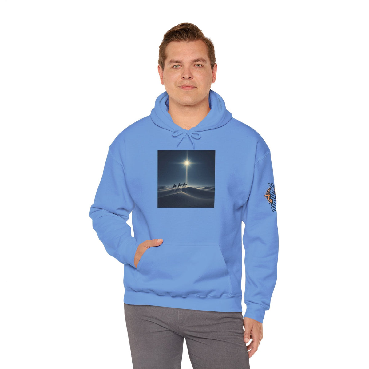 3 Wise Men Hoodie – Magi Camels Nativity Journey Christian Christmas Sweatshirt for Epiphany Faith & Holy Night Printify
