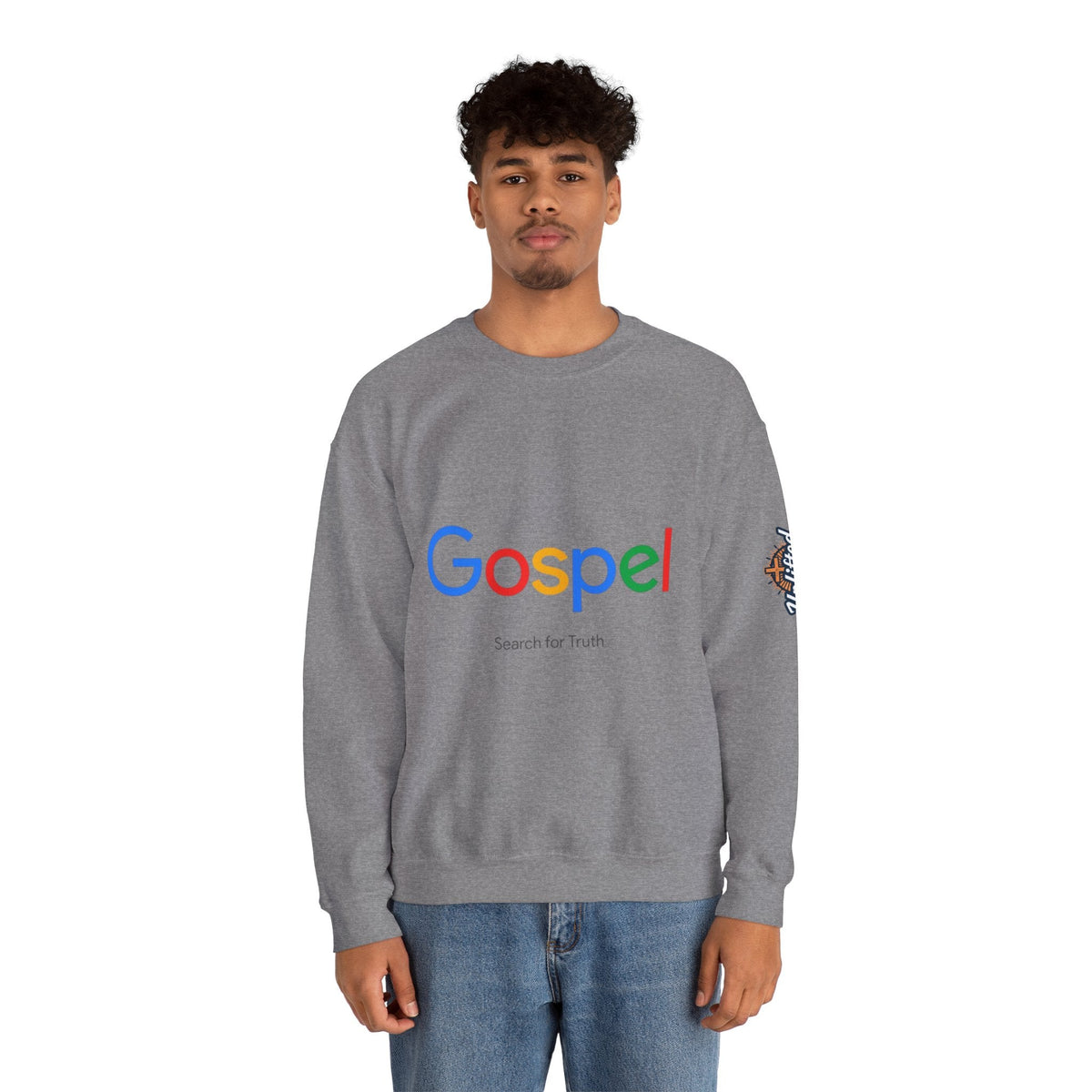 Gospel Graphic Sweatshirt — "Gospel" Colorful Logo Christian Sweatshirt Printify