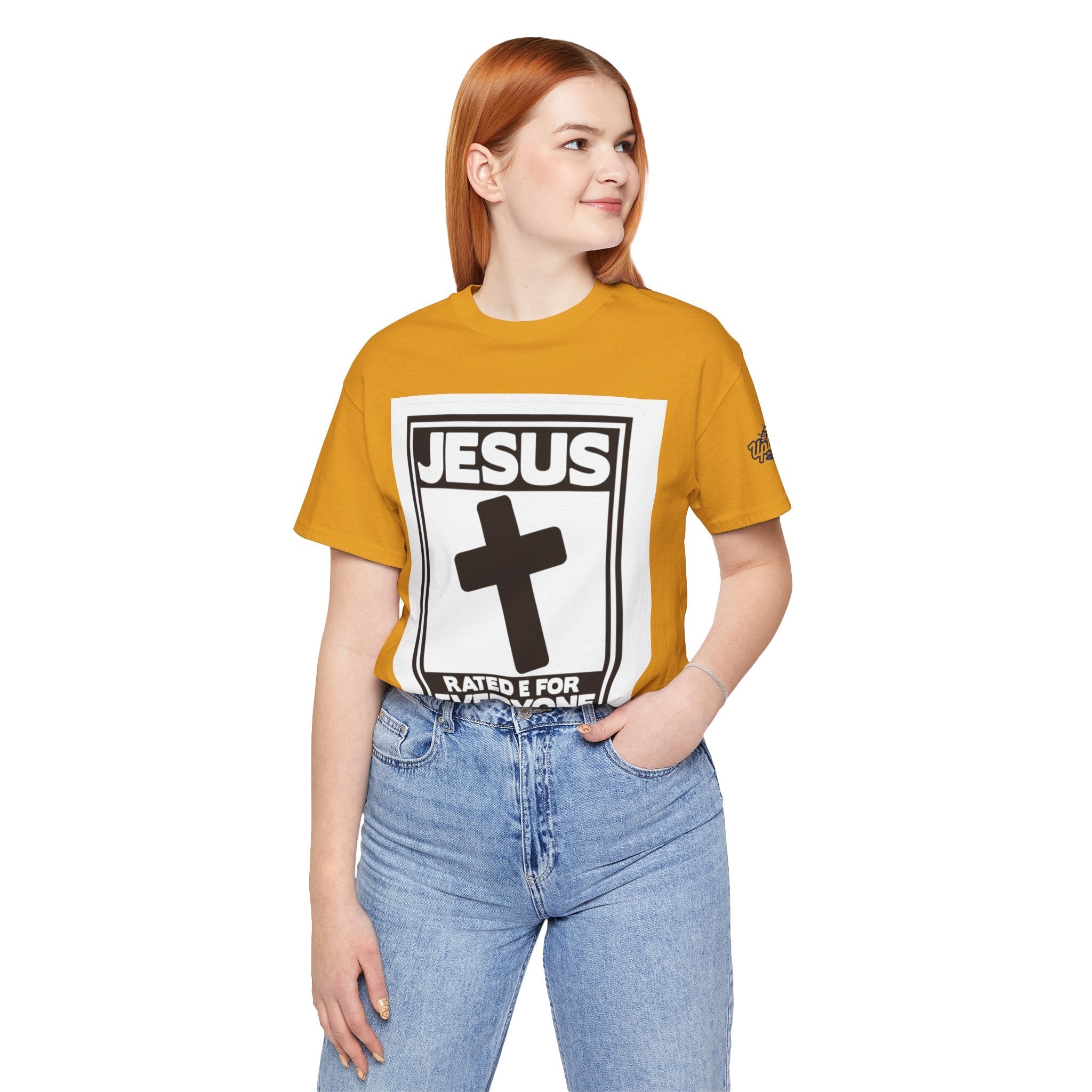 Jesus, Rated E for Everyone T-shirt - Gamer Faith T-shirt - Christian Video Game Parody Printify