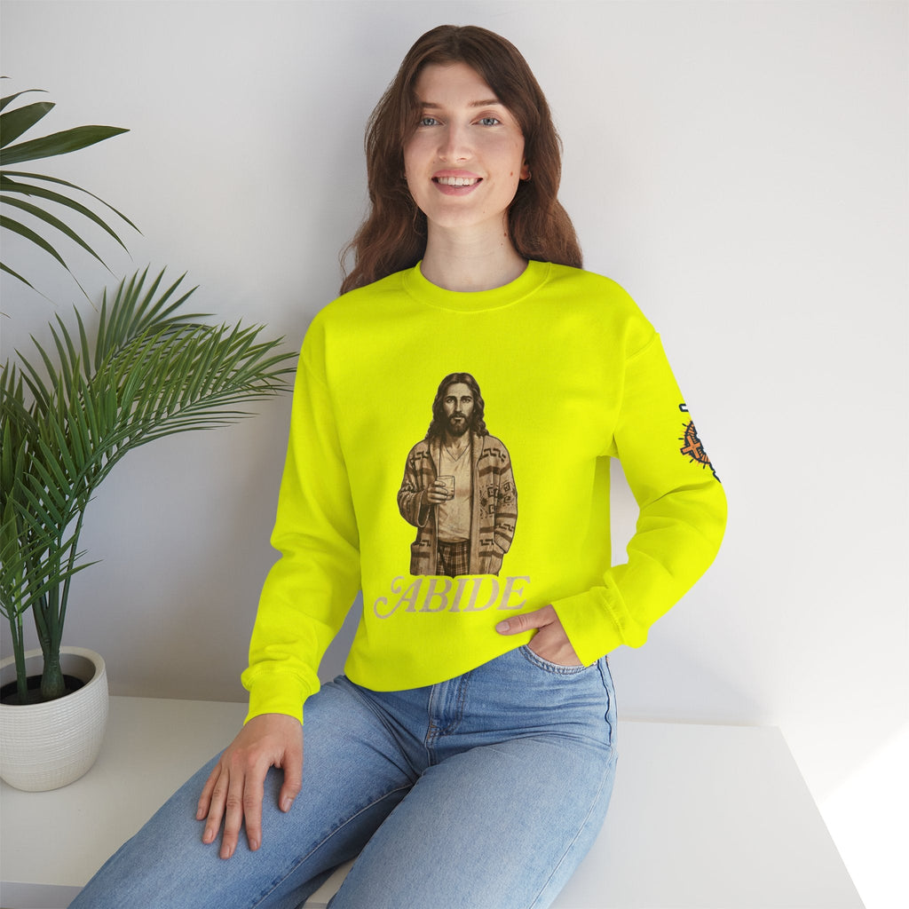 Abide Jesus Sweatshirt — Vintage 'The Dude' Religious Graphic Sweatshirt Printify