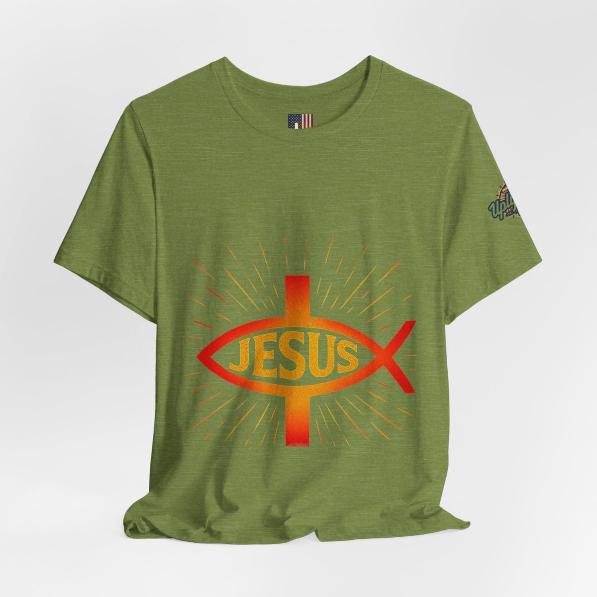 Jesus Ichthys T-shirt – Christian Fish Symbol with Cross & Jesus Inscription T-shirt for Eternal Faith & Streetwear Printify