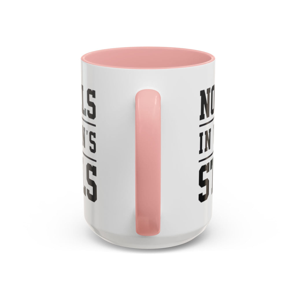 The Lord Says No Balls in Women's Stalls Accent Coffee Mug — Bold Typography 11/15oz Printify